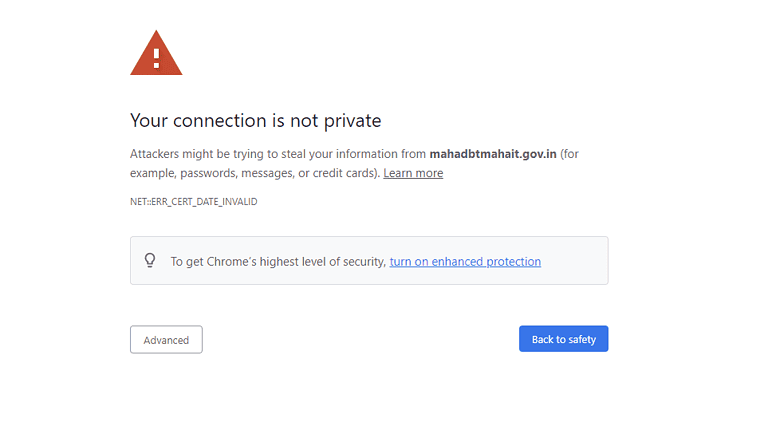 mahadbt site not working